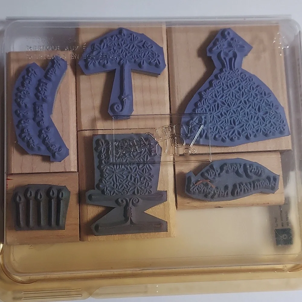 Rubber Stamp Set Birthday Floral Flower Set Birthday Cake